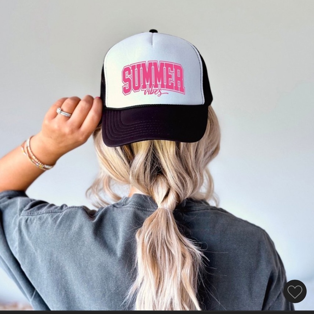 Simply Sage Market Summer Vibes Trucker Hat Foam Black White Otto One Size NWT